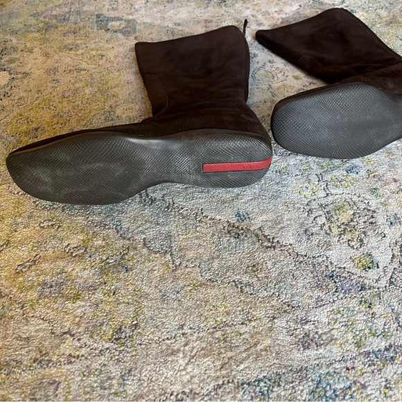 Prada Brown Suede Leather Designer Riding Boots Size 40 US 9.5 to 10 - Picture 3 of 13